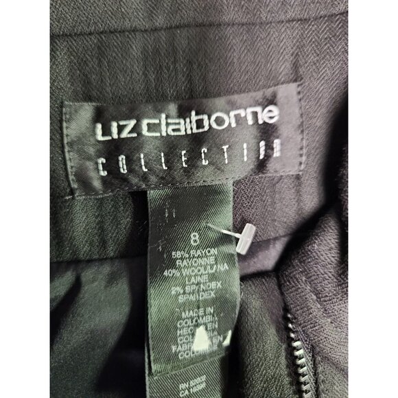 Liz Claiborne Dress Jacket Women's Black Collar Poly Tech Size 8 EUC - Picture 8 of 8